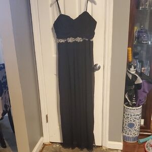 City Triangles Elegant Black Gown with Silver Detailing